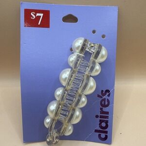 Claire's Faux Pearl Hair Twist Clip Jaws Plastic‎ 4" Curved